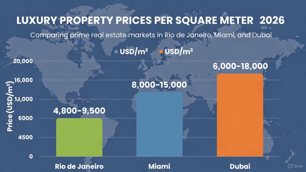 Rio de Janeiro, Miami and Dubai luxury skylines – best second home cities for millionaires 2026