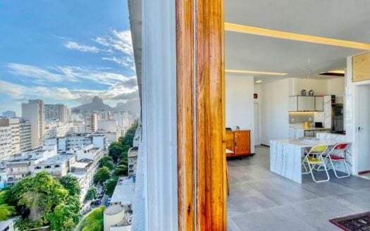 Ipanema mid-century modern apartment – ocean and mountain view from the kitchen