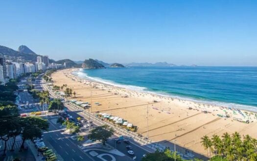 Aerial view of Copacabana beach from the Avenida Atlântica penthouse